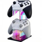 NiHome Controller Holder, Iridescent Acrylic 2-Tier Game Controller Stand | Universal Gaming Desk Organizer Dock Compatible With PS5 Xbox Switch, Stable Accessories Mount, Gamer Gift Idea - Image 2