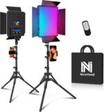 NiceVeedi 2-Pack RGB Photography Lighting with 20 Effects, 40W/360° Full Color/2700-6500K Studio Lights with Remote & Display, Video Light for Video Recording/Photography/Streaming/YouTube/TikTok - Image 2