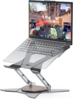 OMOTON Heavy Duty Laptop Stand, 33 lbs Gaming Laptop Riser, 360° Rotating | Aluminum Alloy, 11-17" Gaming Laptop, Height Adjustable, 360° Rotating, Thick Dual Arms, Anti-Slip, Ergonomic, Sturdy - Image 2