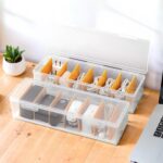 PAVSTINE 2 Pack Clear Cable Organizer Box with Lid, Plastic Charger Cable Cord Storage Organizer, Office Desk Organizers, Multifunctional Accessories Storage for Home Drawer Office, Stackable - Image 2