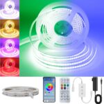 Pandery RGB COB LED Strip Light with Remote and app Control,Music Synchronized Color Change 24V RGB led Strip,6.56FT/2M,10mm Wide,Indoor RGB Lights for Bedroom,Game Room,Bar,Party - Image 2