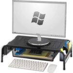Simple Houseware Metal Desk Monitor Stand Riser with Organizer Drawer, Black - Image 2