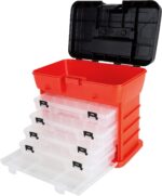 Small Parts Organizer Box - 11-Inch Portable Storage Case with 4 Removable Multi-Compartment Trays for Screws, Beads, Small Fishing Tackle, Hardware, and Craft Supplies by Stalwart (Red) - Image 2