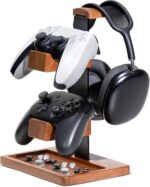 Solid Wood Controller Holder and Headphone Stand, Gaming Controller Stand for Desk, Dual Controller Organizer Rack, Fits Xbox, PS4, PS5, Gamepad, Headset Holder for Son, Husband, Boyfriend - Image 2