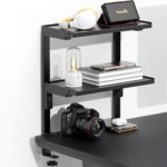 Spacrea Clamp on Desk Shelf, 2 Tier Office Desk Shelves Organizer, Wood Desktop Supplies Storage Rack, Desk Organizers and Accessories (Black) - Image 2