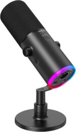 TONOR Dynamic Gaming Microphone, XLR/USB Mic Streaming, AI Noise Cancellation, Controlable RGB, Tap Mute, 3.5mm Headphone Jack, Volume Control, Microfono with Desktop Stand, Black, TD510 AIR S - Image 2