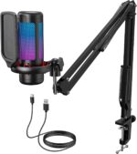 TONOR Gaming Microphone Set with Boom Arm, Vocal Condenser Microphone for Content Creators, USB Mic for PC with Stand, RGB, Tap Mute, Gain Control, Gaming Equipemnt, Twitch, Streaming, TC310+ - Image 2