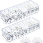 Tatuo 2 Pcs Cord Organizer for Drawer Desktop, Cable Organizer Box with 8 Compartments and Wire Ties, Plastic Charger Storage with Lid, Electronics Case for Home Office Accessories (Small,Clear) - Image 2