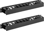 Tecmojo 2 Pack 1U Server Rack Horizontal Cable Management with Cover,2.6“ Depth Plastic Cable Manager,Rack Mount 12 Slots Wire Duct Organizer,for 19 inch AV/IT/Data/Audio and Network Cabinet - Image 2