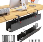 Under Desk Cable Management Tray - Under Desk Cord Management - Clamp/Screw Mount - Fabric Wire Management - Cable Raceways Tray Cord Hiders for Office/Home (Black, 35.8"×5.6") - Image 2
