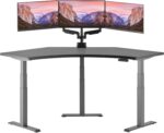 Vari Command Center Electric Standing Desk – 120° Curved Sit-Stand Gaming Desk Corner Workstation for Triple Monitors + Sloped Front Edge, 4 Height Settings, 200 lb Capacity (Black Top/Slate Legs) - Image 2