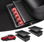 Wigoo Under Seat Storage Box for Tesla Model Y 2019~2025, 2 Pack Underseat Storage Tray with Lid, Secure No-Slide Design, Not Fit Model Y Juniper - Image 2