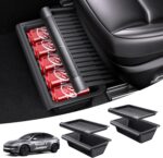 Wigoo Under Seat Storage Box for Tesla Model Y Juniper 2025~2026, 2 Pack Underseat Storage Tray with Lid, Secure No-Slide Design - Image 2
