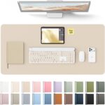 YSAGi Leather Desk Pad Protector, Large Mouse Pad, Non-Slip PU Leather Desk Blotter, Waterproof Writing Pad for Office and Home (31.5" x 15.8", Eggshell) - Image 2
