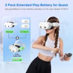 YUANHOT Battery Pack for Meta Quest 3/3S/2, 20000mWh VR Power Bank, 2-Pack | 18W Fast Charger, Lightweight VR Charger, Extended 3.3X Playtime, Compatible with Oculus Quest Original & Elite Headset Strap - Image 2