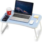 ZEAPTAC Laptop Bed Desk, Foldable Lap Desk, Portable Lap Table, Laptop Stand with Cup Holder, Tablet Slot & Lifting Handle for Work, Write, Draw & Eat on Bed, Sofa or Couch - Blue - Image 2