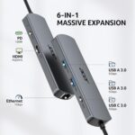 acer 6 in 1 USBC Hub with Ethernet, 4K@60Hz USBC to HDMI Multiport Adapter | 2*USB-A 3.0 & 1*USB-C 3.0 Data Ports, 100W PD Port, USB C Dongle for MacBook Neo/Pro M5/Air, Acer, iPad, iPhone 17/16/15 - Image 2