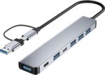 【Upgrade】 USB C/USB Hub, BERLAT Aluminum 7 in 1 USB C & USB Hub with USB 3.0, USB 2.0 Ports for PC/Laptops/MacBook Pro/Air/iMac/iPad and More Devices - Image 2