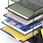 Simple Houseware 5-Tier Desk File Organizer w/Drawer & Pen Holder, Black | Desktop Tray Organizer for A4 Paper, Mail and Documents - Image 7