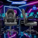 Sweetcrispy Computer Desk Chair, Lumbar Support Video Game Chair PU Leather | PU Leather Flip-up Armrest, Height Adjustable, 360 Swivel for Adults, Black Grey - Image 3