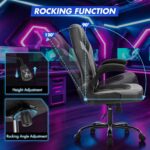 Sweetcrispy Computer Desk Chair, Lumbar Support Video Game Chair PU Leather | PU Leather Flip-up Armrest, Height Adjustable, 360 Swivel for Adults, Black Grey - Image 6