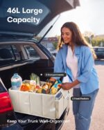 HOTOR Trunk Organizer - Foldable Car Organizer for SUVs & Sedans Storage | Sturdy Car Organization for Men & Women, Car Accessories, Tools, Sundries, Beige, 2 Compartments, 21.3" x 12.6" x 10.6" - Image 3