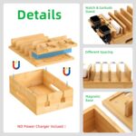 Bamboo Charging Station for Multiple Devices, Desktop Organizer Docking Station, Natural Bamboo Desk Storage Stand for Phone, Tablet, Earbuds, Smart Watch (Power Adapter Not Included) - Image 4