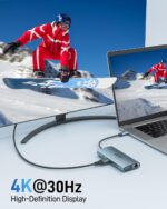 Acer USB C Hub with 4K HDMI, 9-in-1 Laptop Docking Station with 1080P VGA | USB C to Ethernet Adapter with 5Gbps 3×USB-A Data Transfer, 100W Max PD Port, SD/TF Card Reader for MacBook, Acer, 0.65ft - Image 3