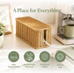 Cable Management Box, Handmade Rattan Cable Organizer with 2 Open Slots, Cord Hider for Power Strip, Router & USB Hub, Registered U.S. Design Patent (D1,112,102), 13" x 5.1" x 5.1", Natural - Image 3