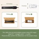 Cable Management Box, Handmade Rattan Cable Organizer with 2 Open Slots, Cord Hider for Power Strip, Router & USB Hub, Registered U.S. Design Patent (D1,112,102), 13" x 5.1" x 5.1", Natural - Image 4