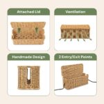 Cable Management Box, Handmade Rattan Cable Organizer with 2 Open Slots, Cord Hider for Power Strip, Router & USB Hub, Registered U.S. Design Patent (D1,112,102), 13" x 5.1" x 5.1", Natural - Image 6