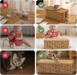 Cable Management Box, Handmade Rattan Cable Organizer with 2 Open Slots, Cord Hider for Power Strip, Router & USB Hub, Registered U.S. Design Patent (D1,112,102), 13" x 5.1" x 5.1", Natural - Image 8