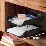 Simple Houseware 2-Tier Stackable Paper Tray for Desk Organizer, Black | Desktop File Holder for A4/Letter Size Documents, File Sorter, Paper Holder, Office File & Accessories Storage - Image 5