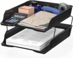 Simple Houseware 2-Tier Stackable Paper Tray for Desk Organizer, Black | Desktop File Holder for A4/Letter Size Documents, File Sorter, Paper Holder, Office File & Accessories Storage - Image 7