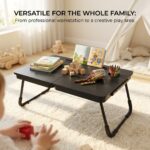 BUYIFY 23.4" Foldable Lap Desk Bed Table with Cup Holder Tray Black | Portable Folds Flat for Easy Storage, No Assembly Laptop Bed Desk, Sturdy and Lightweight, Patent Design - Image 6