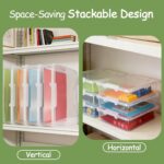 4 Pack Board Game Storage, Large Plastic Storage Bins with Latching Lid (14x13.5x3.15 in), Stackable Paper Storage Box for 12x12 Paper, Board Game, Art Supply, Puzzle, Documents - Image 5