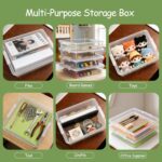 4 Pack Board Game Storage, Large Plastic Storage Bins with Latching Lid (14x13.5x3.15 in), Stackable Paper Storage Box for 12x12 Paper, Board Game, Art Supply, Puzzle, Documents - Image 6