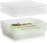 4 Pack Board Game Storage, Large Plastic Storage Bins with Latching Lid (14x13.5x3.15 in), Stackable Paper Storage Box for 12x12 Paper, Board Game, Art Supply, Puzzle, Documents - Image 8