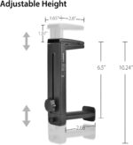HS906 Headphone Stand & Hanger 2 in 1, Above & Under Desk | Gaming Headset Holder Mount Hook with Height Adjustable & Rotating Clamp, Earphone Rack with Cable Clip - Image 4