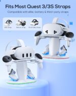 YUANHOT 3-in-1 Charging Dock for Meta Quest 3/3S, 20W PD Charger, RGB Light | VR Charging Station for Headset & Controllers Simultaneous Charge, Light Switch On/Off, 2100mAh Rechargeable Batteries - Image 5