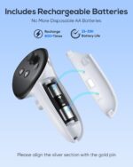 YUANHOT 3-in-1 Charging Dock for Meta Quest 3/3S, 20W PD Charger, RGB Light | VR Charging Station for Headset & Controllers Simultaneous Charge, Light Switch On/Off, 2100mAh Rechargeable Batteries - Image 6