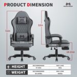 Gamtimer Gaming Chair with Footrest, Ergonomic Computer Chair, PU Breathable Material with Headrest and Lumbar Support, Suitable for Silla Gamer and Adults（Grey） - Image 3