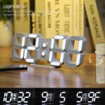 3D LED Digital Wall Clock ,9.7", Large Display Table/ Desk Clock with Remote Control 12/24H Temperature (White Light) - Image 3