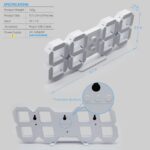 3D LED Digital Wall Clock ,9.7", Large Display Table/ Desk Clock with Remote Control 12/24H Temperature (White Light) - Image 6