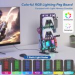 KDD 6 in 1 RGB Gaming Desk Accessories - No Drill Desk Organizer with Phone Stand/Storage Box/Headset & Controller Holder/Hooks, Freestanding Gaming Pegboard for Office & Home Desktop Decor Organizer - Image 4