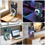 KDD 6 in 1 RGB Gaming Desk Accessories - No Drill Desk Organizer with Phone Stand/Storage Box/Headset & Controller Holder/Hooks, Freestanding Gaming Pegboard for Office & Home Desktop Decor Organizer - Image 6