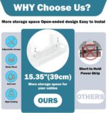 Under Desk Cable Management Tray, No Drill Mesh Cable Tray Cord Organizer | Wire Management Tray Cable Management Rack, Cable Management Box (White) - Image 3