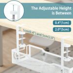 Under Desk Cable Management Tray, No Drill Mesh Cable Tray Cord Organizer | Wire Management Tray Cable Management Rack, Cable Management Box (White) - Image 4