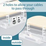 Under Desk Cable Management Tray, No Drill Mesh Cable Tray Cord Organizer | Wire Management Tray Cable Management Rack, Cable Management Box (White) - Image 7