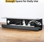 Yecaye 2 Pack Cable Management Under Desk, 31.5 in, Black | Cable Management Tray, Cord Hider, Cord Organizer, No Screw Wire Management, For Office and Home - Image 4
